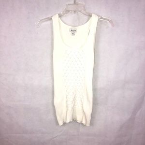 Bebe White Knit Criss Cross Tank Top Size M